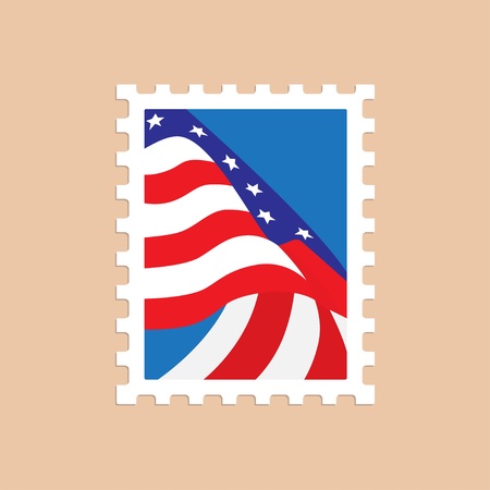  illustration of a postage stamp with the American flagのイラスト素材