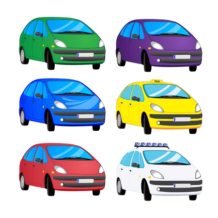 Collection of cartoon color carsのイラスト素材