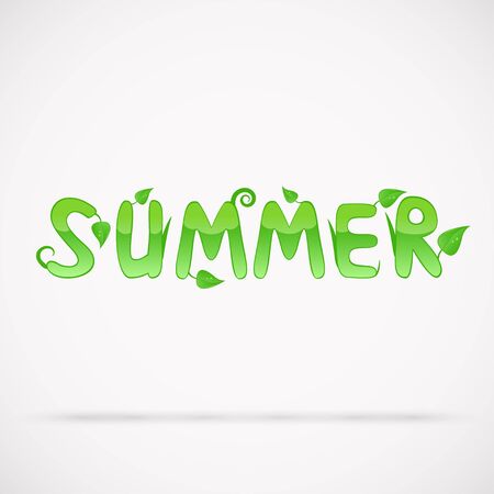 Green summer floral text  Vector eps10 illustration のイラスト素材