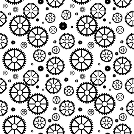 Vector seamless texture with black mechanical wheelsのイラスト素材