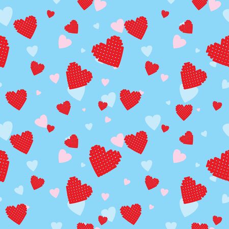 Vector seamless texture with red embroidered heartsのイラスト素材