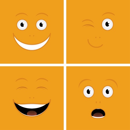 Vector set of funny cartoon characters with emotionsのイラスト素材