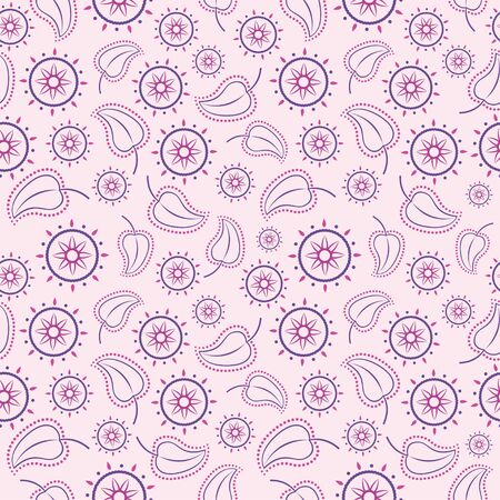 Vector seamless texture with leafs and floral ornamentのイラスト素材