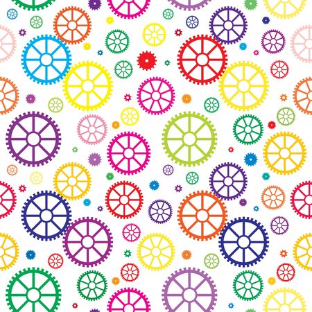 Vector seamless texture with color mechanical wheelsのイラスト素材