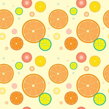 Vector seamless texture with color oranges slicesのイラスト素材
