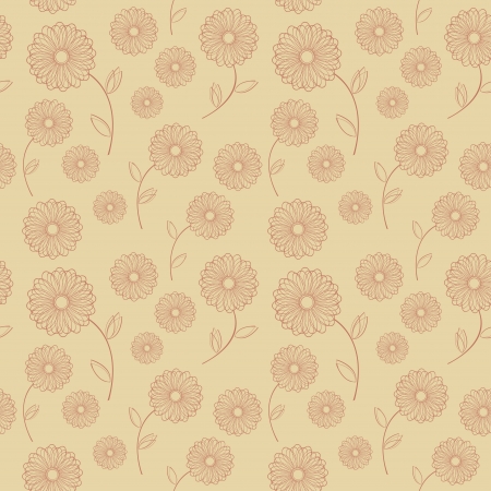 Vector seamless texture with brown vintage flowersのイラスト素材