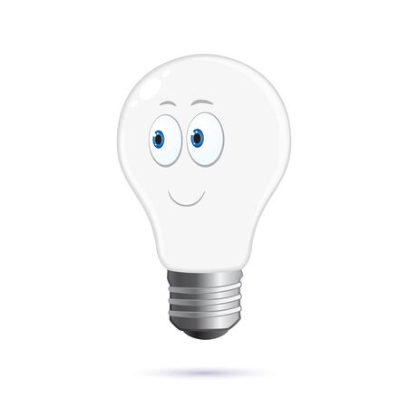 Vector illustration of funny cartoon light bulbのイラスト素材