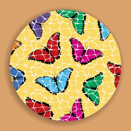 Mosaic picture of color butterflies  Vector illustrationのイラスト素材