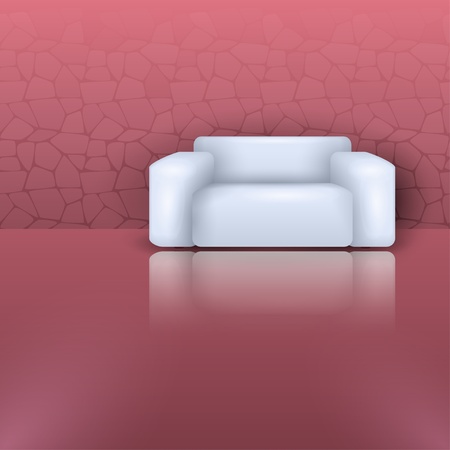 White sofa in red hall with masonry wallのイラスト素材