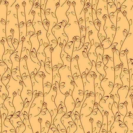 Orange seamless pattern of hands draw flowersのイラスト素材