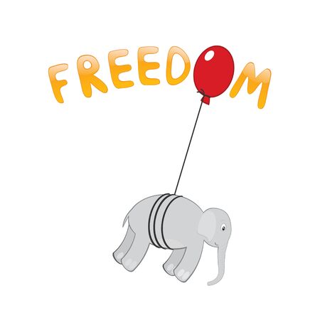 Freedom - abstract concept with elephant and balloon for your designのイラスト素材