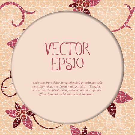 Vintage card with floral mosaic frameのイラスト素材