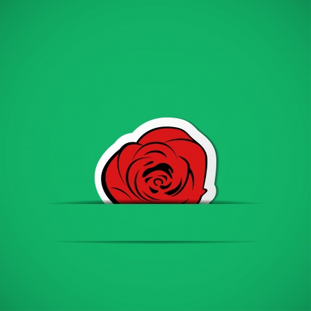 Green card with red rose in paper slitのイラスト素材