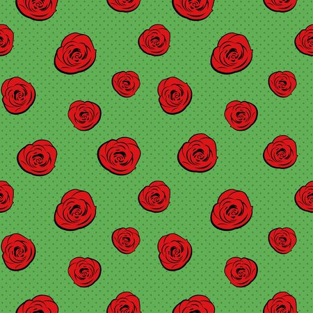 Retro seamless texture of red rosesのイラスト素材