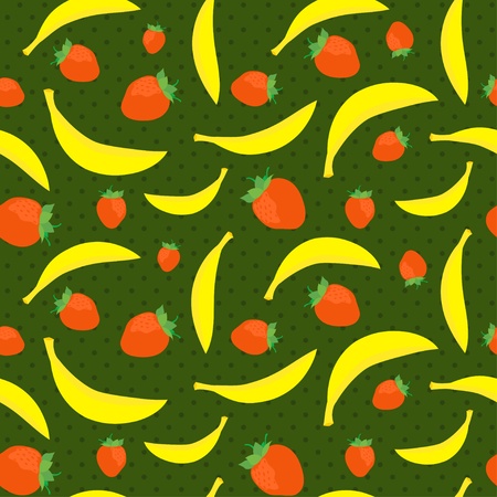 Seamless texture with bananas and strawberriesのイラスト素材