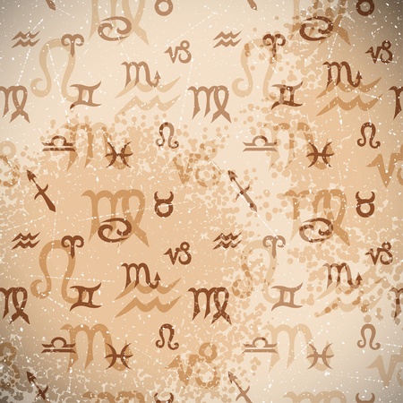 Grunge background with zodiac symbols  のイラスト素材
