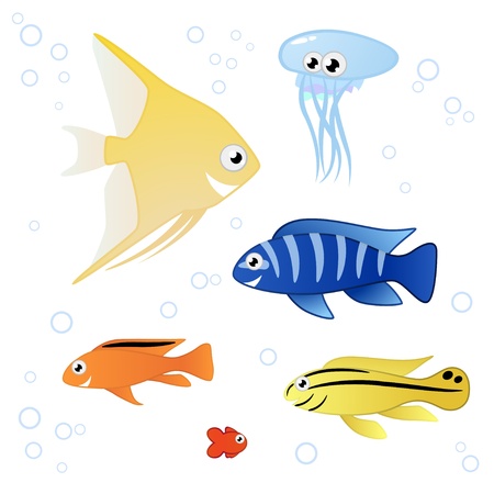 Tropical colorful fishes  Vector setのイラスト素材