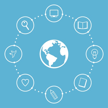 Education Concept with Globe and Icons  Vector illustrationのイラスト素材