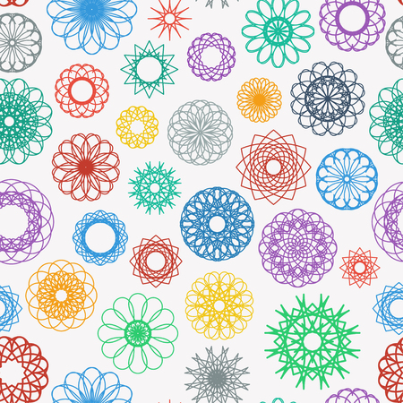 Round ornament seamless texture. Vector patternのイラスト素材