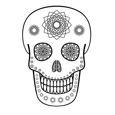 Vector illustration of skull with ornaments. Day of The Dead symbolのイラスト素材