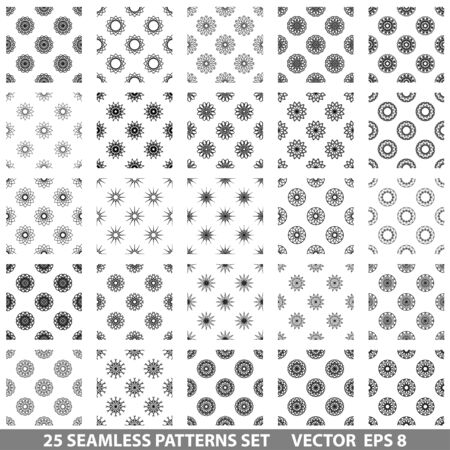 Vector patterns set. 25 seamless textures.のイラスト素材