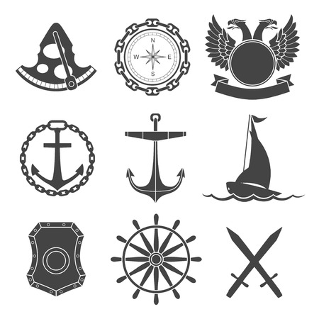 Vintage nautical labels, icons and design elements. のイラスト素材