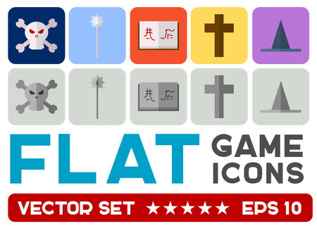 Vector flat game icons set. Magical artifactsのイラスト素材