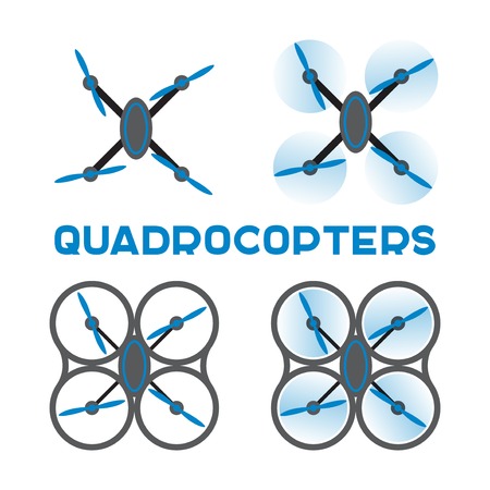 Set of quadrocopters icons. Vector flat designのイラスト素材