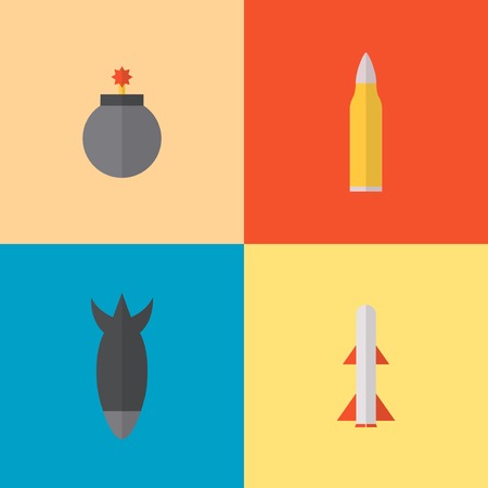 Vector flat game icons set. Munitions of warのイラスト素材