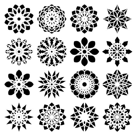 Black round east ornament set. Vector symbolsのイラスト素材