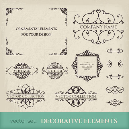 Calligraphic design elements. Vector set of page decorationsのイラスト素材