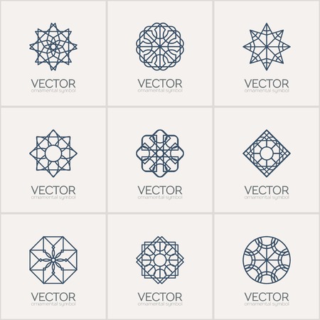 Ornamental logo template set. Vector geometric symbolsのイラスト素材