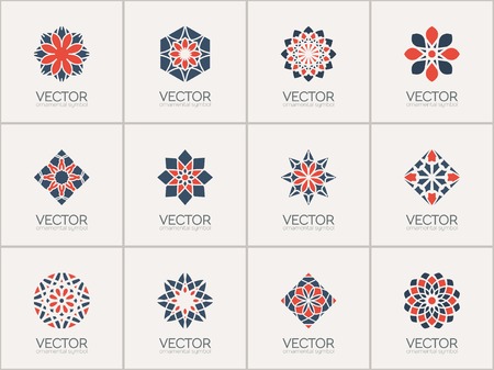 Geometric logo template set. Vector ornamental symbolsのイラスト素材