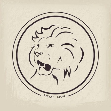 Lion emblem on grunge background. Vector illustrationのイラスト素材