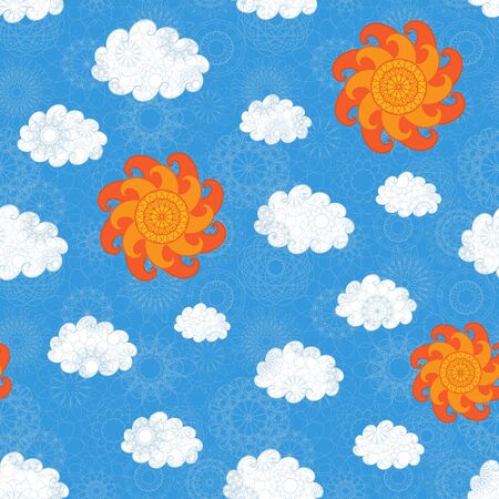 Seamless texture of vintage sky. Vector ornamental patternのイラスト素材