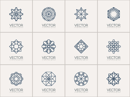 Geometric logo template set. Vector ornamental symbolsのイラスト素材