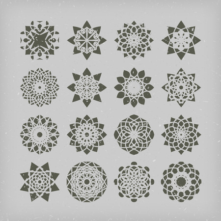 Circular east ornament set. Vector vintage symbolsのイラスト素材