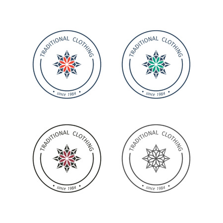 Asian fashion shops  templates set. Vector ethnic ornamental design for clothing and accessories boutiques.のイラスト素材