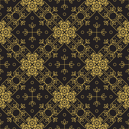 Seamless texture with vintage geometric ornament. Vector lineart patternのイラスト素材