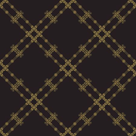 Seamless texture with vintage geometric ornament. Vector lineart patternのイラスト素材
