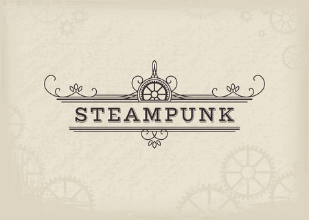 Vintage steampunk label with elegant ornament. Vector retro designのイラスト素材