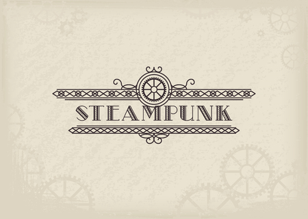 Vintage steampunk label with elegant ornament. Vector retro designのイラスト素材