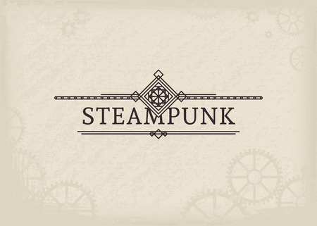 Vintage steampunk label with elegant ornament. Vector retro designのイラスト素材