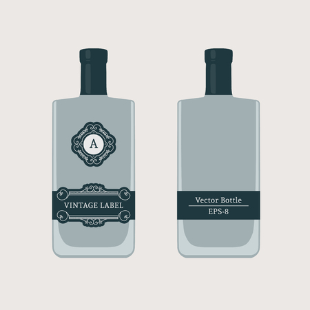 Vintage bottle label. Vector template for whiskey or vodka designのイラスト素材