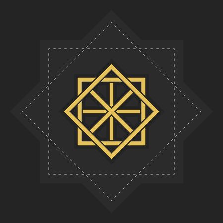 Geometric emblem. Vector arabic ornamental symbol on dark backgroundのイラスト素材