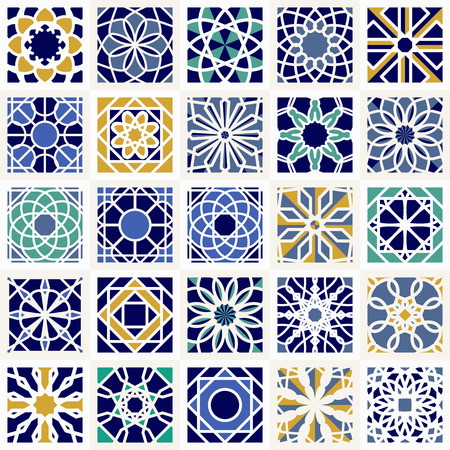 Seamless textures with geometric ornament. Vector set of arabic patternsのイラスト素材