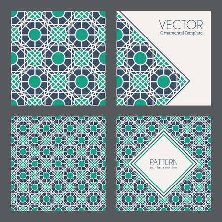 Seamless textures collection with geometric ornaments. Vector patternsのイラスト素材