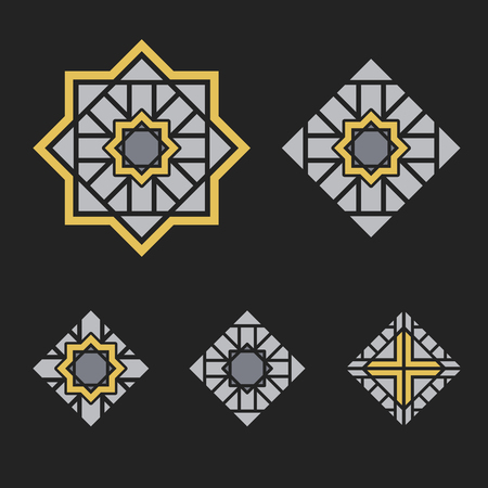 Asian ornaments. Vector arabic geometric symbols setのイラスト素材