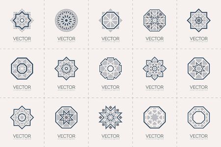 Geometric template set. Vector circular arabic ornamental symbolsのイラスト素材