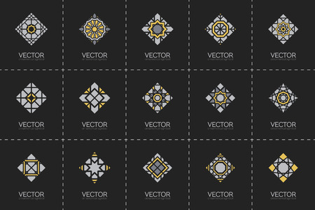 Geometric logo template set. Vector arabic ornamental symbolsのイラスト素材